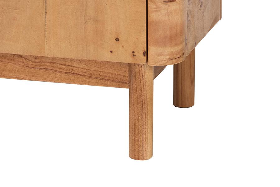 bali & pari Latika Modern and Contemporary Natural Mappa Burl Wood Storage Cabinet FredCo