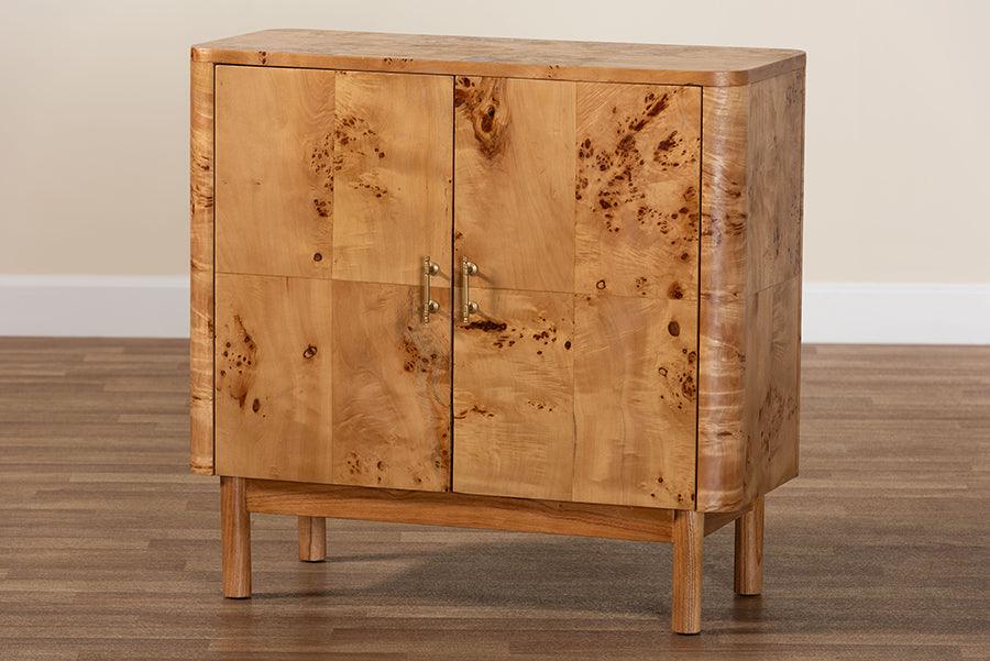 bali & pari Latika Modern and Contemporary Natural Mappa Burl Wood Storage Cabinet FredCo