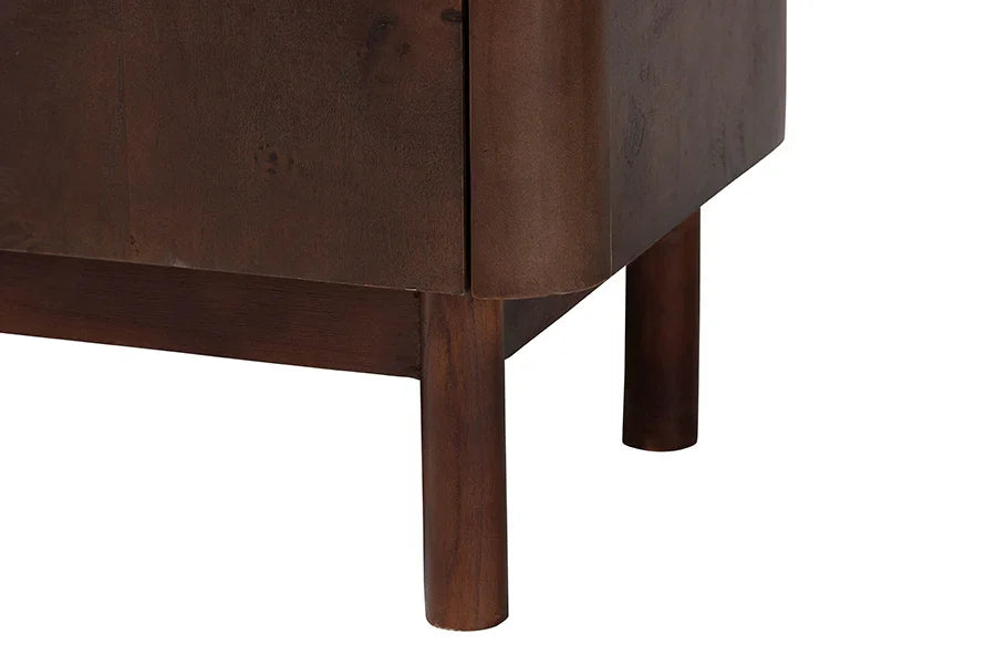 bali & pari Latika Real Burl Wood Storage Cabinet in Dark Walnut Brown - Modern Accent Cupboard with Double Doors and Brass Handles, Elegant Sideboard for Entryway, Living Room, or Dining Area FredCo