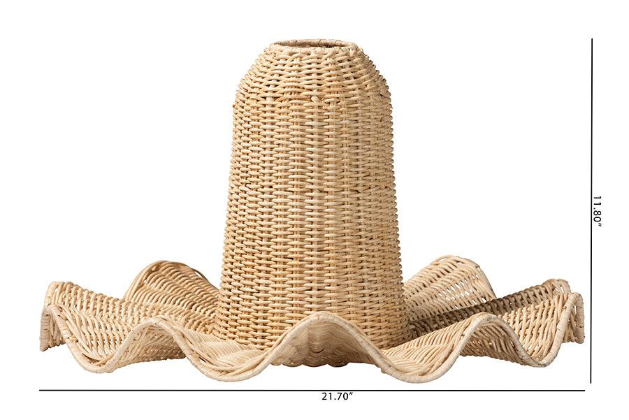 bali & pari Lavada Bohemian Natural Scalloped Rattan Pendant Lampshade FredCo