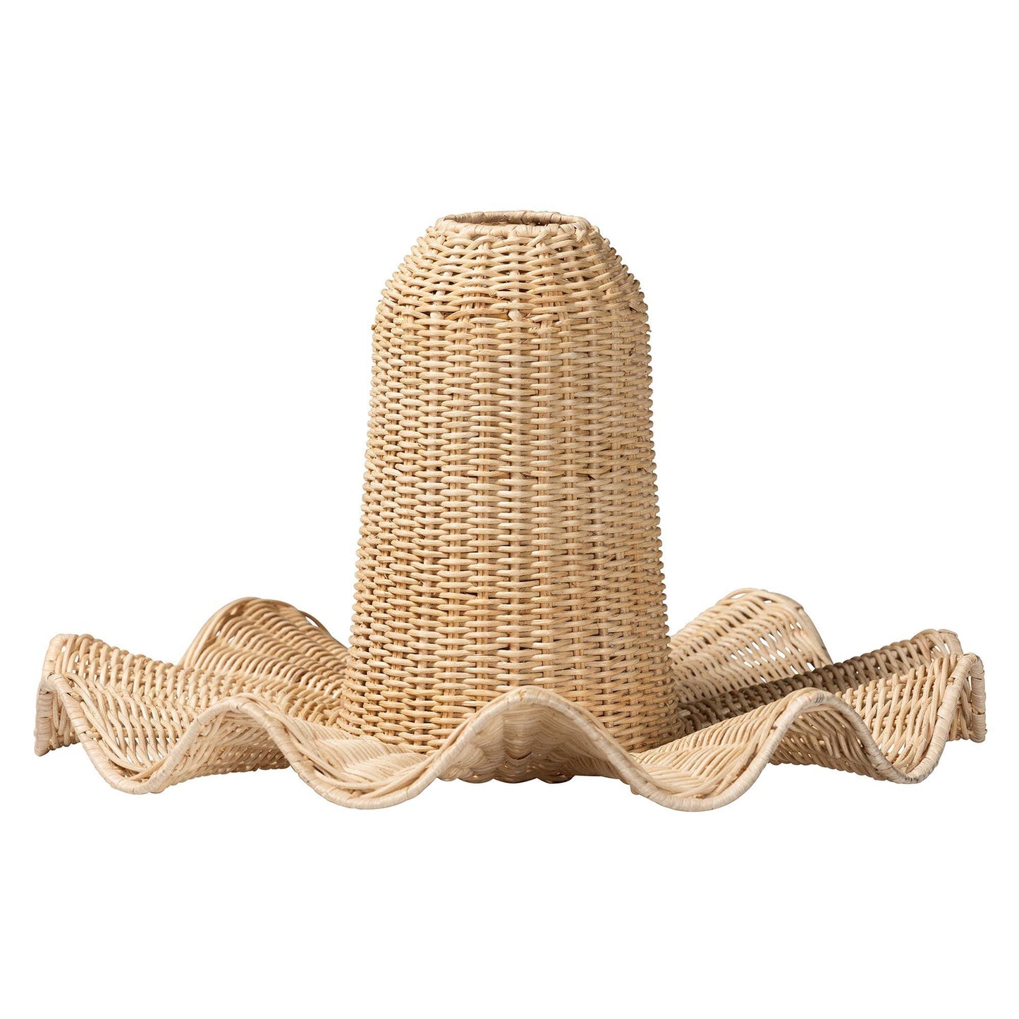 bali & pari Lavada Bohemian Natural Scalloped Rattan Pendant Lampshade FredCo