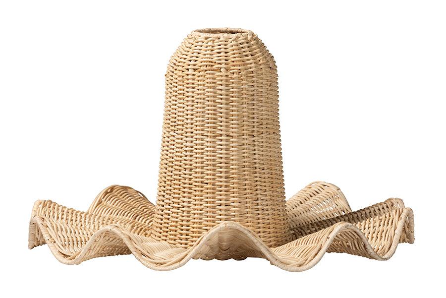 bali & pari Lavada Bohemian Natural Scalloped Rattan Pendant Lampshade FredCo