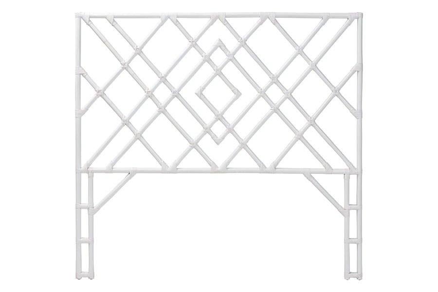 bali & pari Lavali Bohemian White Rattan Queen Size Standalone Headboard FredCo