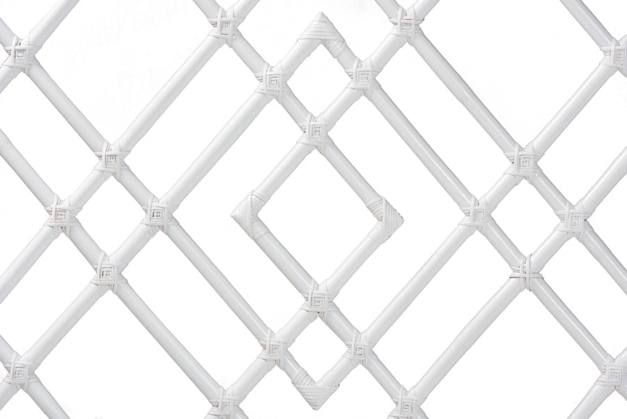 bali & pari Lavali Bohemian White Rattan Queen Size Standalone Headboard FredCo