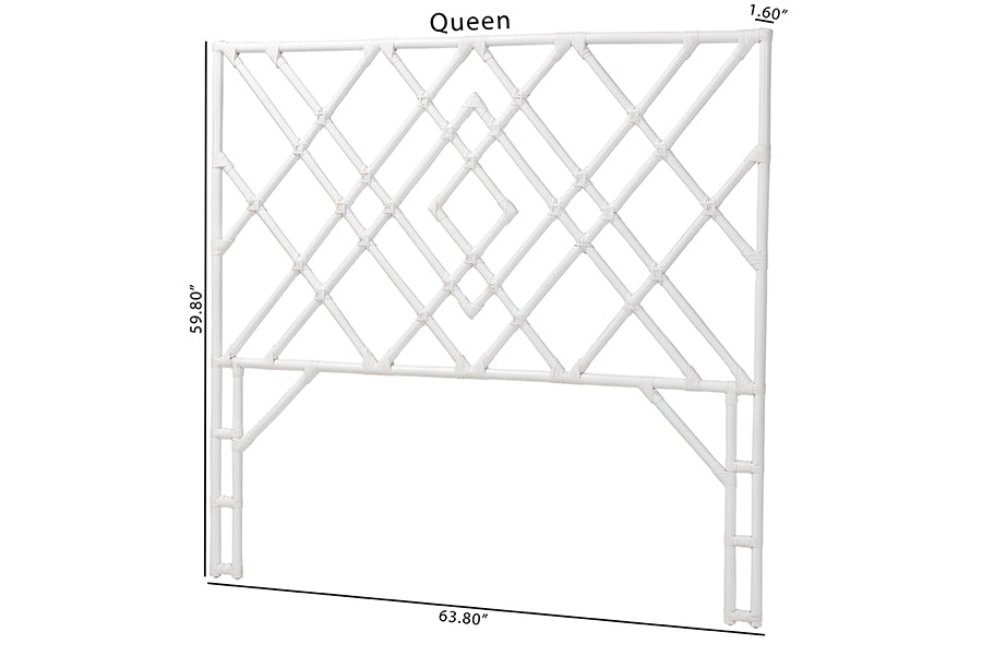bali & pari Lavali Bohemian White Rattan Queen Size Standalone Headboard FredCo