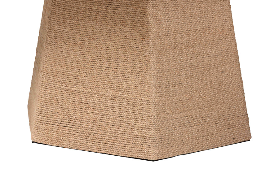 Bali & Pari Lenka Natural Jute Round Coffee Table – Handwoven Textured Cocktail Table with Sculptural Base FredCo