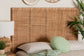 bali & pari Lesia Bohemian Natural Rattan and Mahogany Wood Queen Size Headboard FredCo