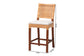 Bali & Pari Lesia Natural Rattan Counter Stool with Cushion – Handwoven Wicker & Mahogany Frame, Coastal Kitchen Bar Seating FredCo