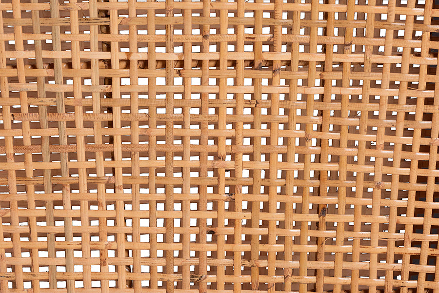 Bali & Pari Lesia Natural Rattan Side Chair with Cushion – Handwoven Wicker & Mahogany Frame, Coastal Boho Dining Seating FredCo