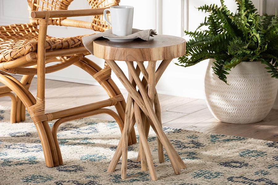 bali & pari Liberte Natural Teak Wood End Table FredCo