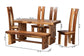 bali & pari Lin Suar Wood 6-Piece Dining Set - Handcrafted Rectangular Solid Wood Table with Four Tall Back Chairs and One Bench, Rustic Modern Kitchen or Dining Room Seating FredCo