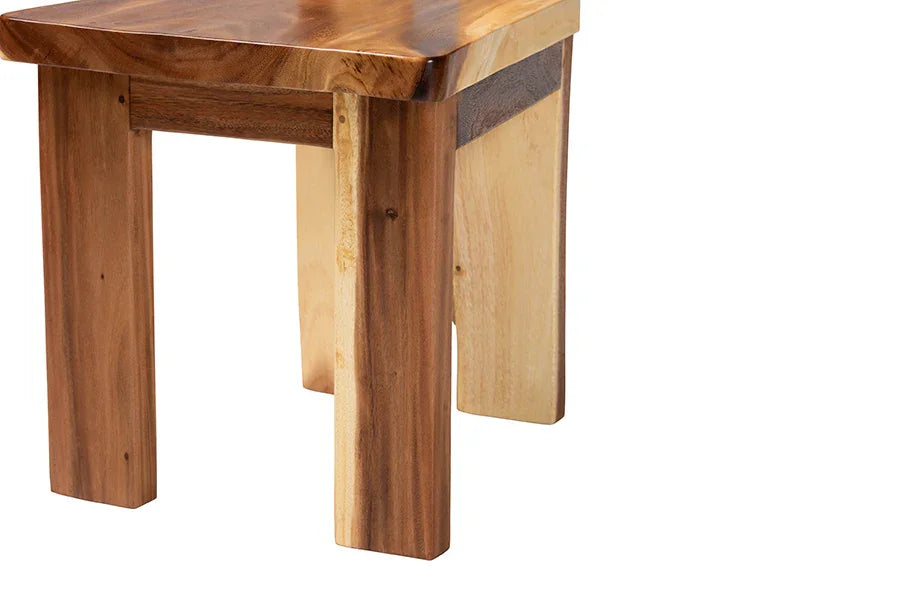 bali & pari Lin Suar Wood 6-Piece Dining Set - Handcrafted Rectangular Solid Wood Table with Four Tall Back Chairs and One Bench, Rustic Modern Kitchen or Dining Room Seating FredCo