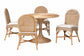 Natural rattan dining set with round table and four cushioned chairs, FredCo International
