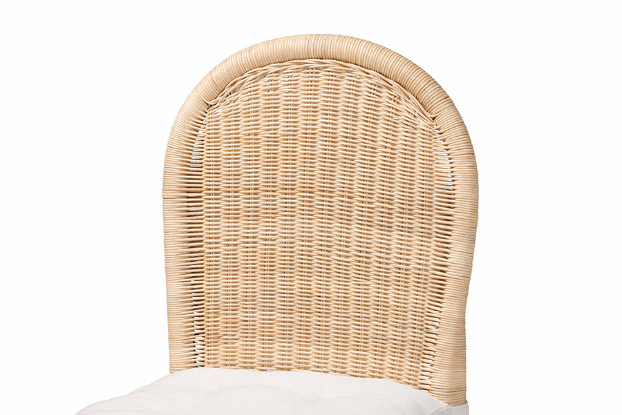 Natural rattan wicker headboard with white cushion, FredCo International furniture