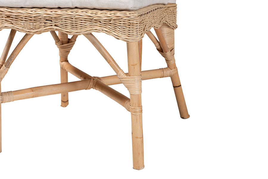 Natural rattan stool or chair base with woven seat from FredCo International furniture