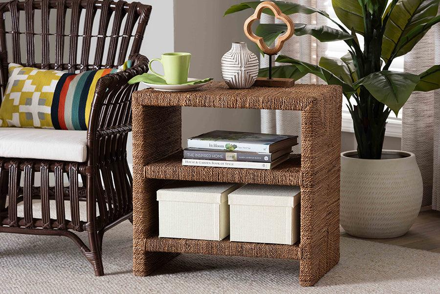 bali & pari Liza Bohemian Natural Seagrass End Table FredCo