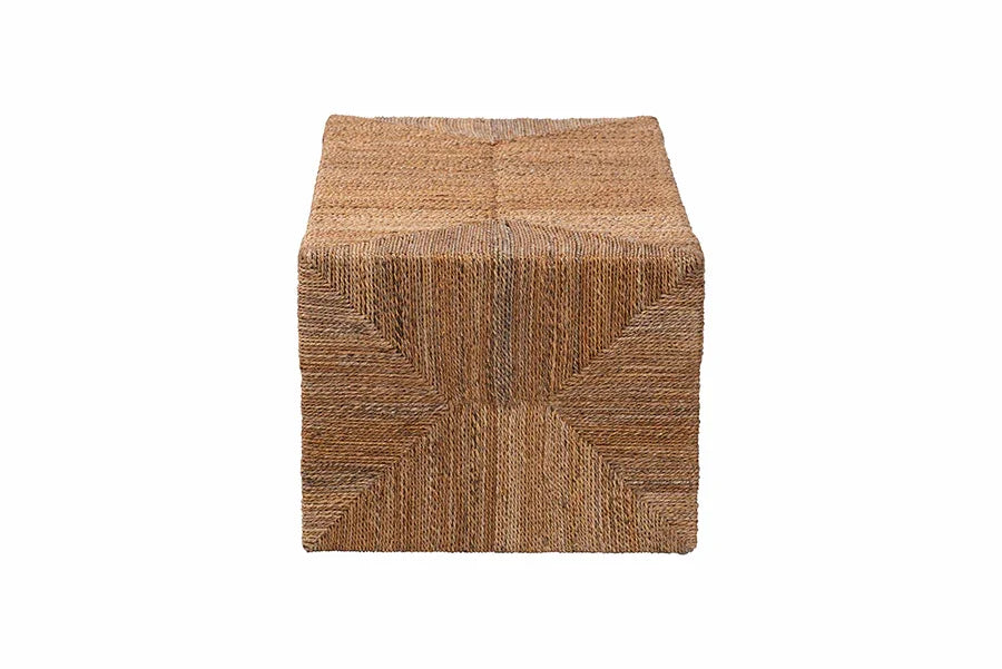 bali & pari Liza Rectangle Seagrass Coffee Table - Handwoven Natural Fiber Frame with Open Shelf, Coastal Boho Furniture for Living Room or Lounge FredCo