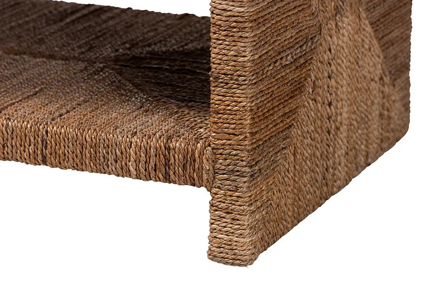 bali & pari Liza Rectangle Seagrass Coffee Table - Handwoven Natural Fiber Frame with Open Shelf, Coastal Boho Furniture for Living Room or Lounge FredCo