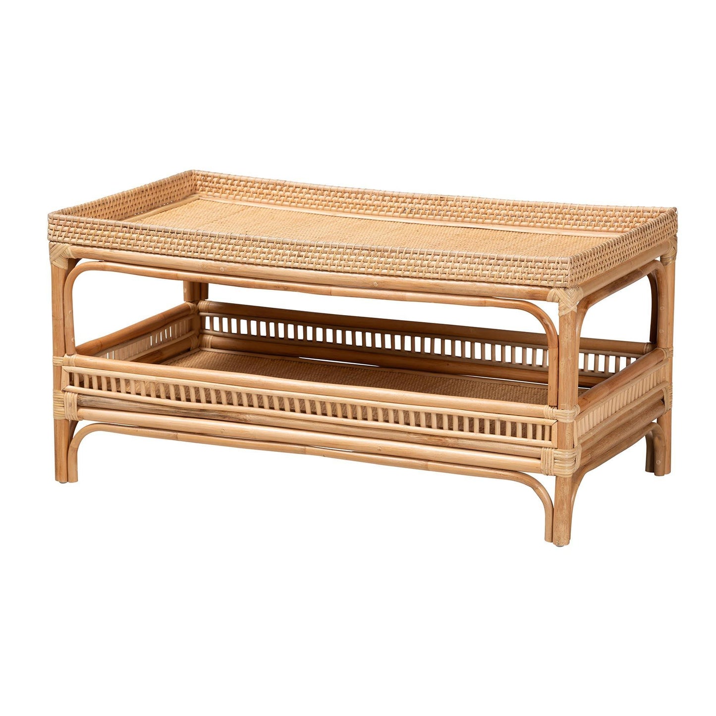 bali & pari Lombok Modern Bohemian Natural Rattan Coffee Table FredCo