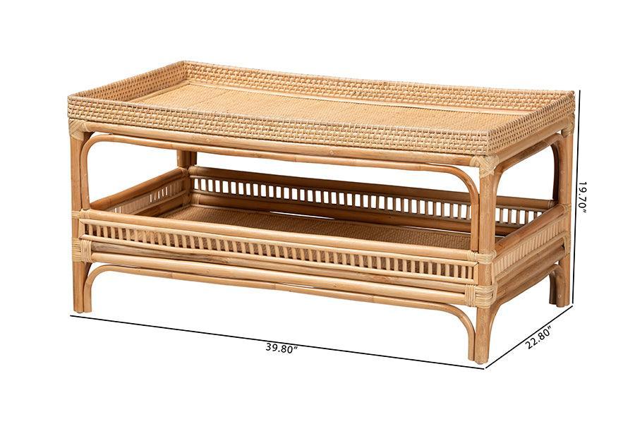 bali & pari Lombok Modern Bohemian Natural Rattan Coffee Table FredCo
