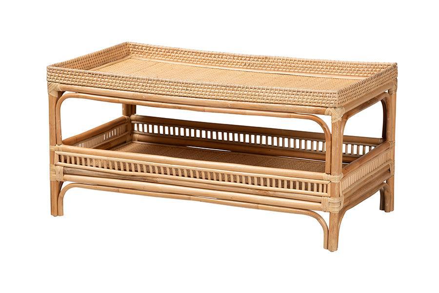 bali & pari Lombok Modern Bohemian Natural Rattan Coffee Table FredCo