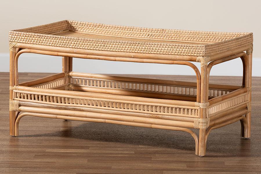 bali & pari Lombok Modern Bohemian Natural Rattan Coffee Table FredCo