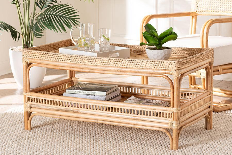 bali & pari Lombok Modern Bohemian Natural Rattan Coffee Table FredCo
