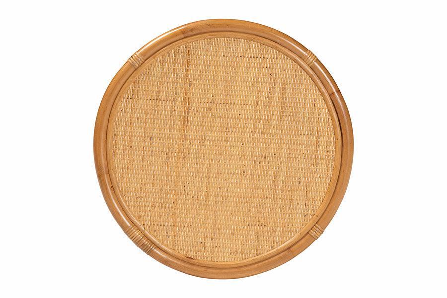 bali & pari Louis Modern Bohemian Natural Brown Rattan End Table FredCo