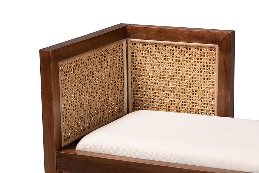 bali & pari Lovina Bohemian Light Honey Rattan and Acacia Wood Accent Bench FredCo