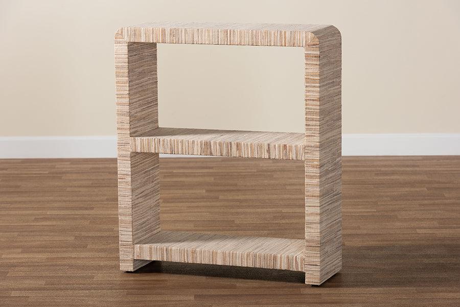 bali & pari Lucy Bohemian Woven Grasscloth Bookshelf FredCo