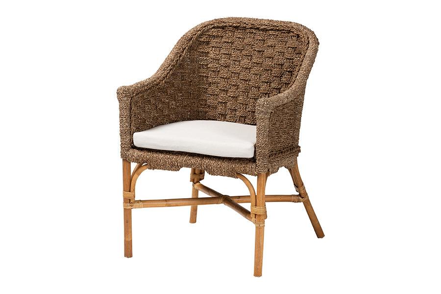 bali & pari Luis Bohemian Natural Seagrass and Rattan Arm Chair FredCo