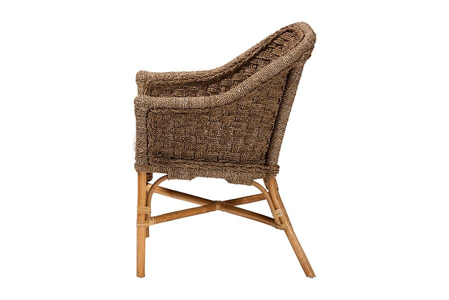 bali & pari Luis Bohemian Natural Seagrass and Rattan Arm Chair FredCo
