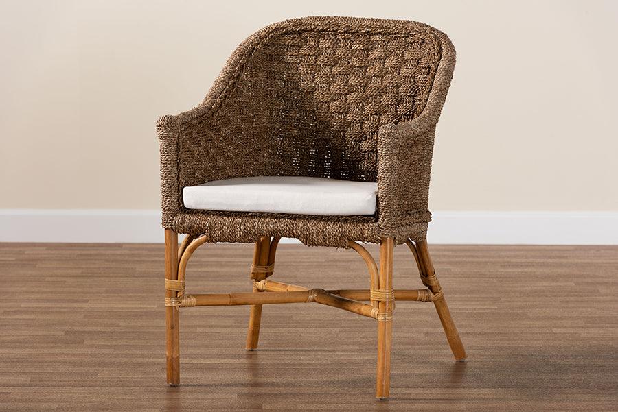 bali & pari Luis Bohemian Natural Seagrass and Rattan Arm Chair FredCo