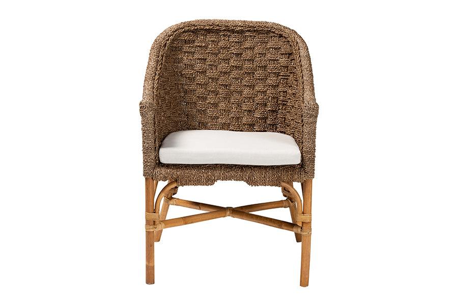 bali & pari Luis Bohemian Natural Seagrass and Rattan Arm Chair FredCo