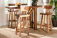 bali & pari Luli 5-Piece Suar Wood Bar Table Set - Modern Bar-Height Dining Set with Sculptural Table and Backrest Stools, Handcrafted Natural Wood Furniture for Kitchen or Entertaining Spaces FredCo