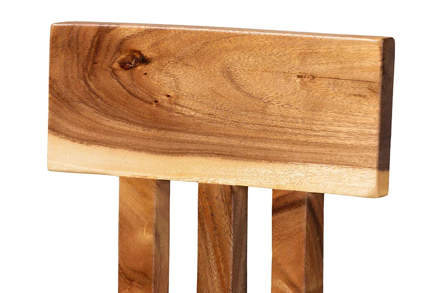 bali & pari Luli 5-Piece Suar Wood Bar Table Set - Modern Bar-Height Dining Set with Sculptural Table and Backrest Stools, Handcrafted Natural Wood Furniture for Kitchen or Entertaining Spaces FredCo