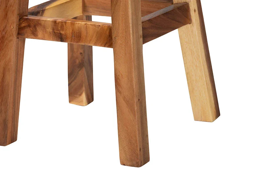 bali & pari Luli 5-Piece Suar Wood Bar Table Set - Modern Bar-Height Dining Set with Sculptural Table and Backrest Stools, Handcrafted Natural Wood Furniture for Kitchen or Entertaining Spaces FredCo