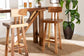 bali & pari Luli Suar Wood Bar Stool - Handcrafted Solid Wood Stool with Backrest, Rustic Modern Seating for Kitchen or Bar Area FredCo