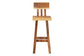bali & pari Luli Suar Wood Bar Stool - Handcrafted Solid Wood Stool with Backrest, Rustic Modern Seating for Kitchen or Bar Area FredCo