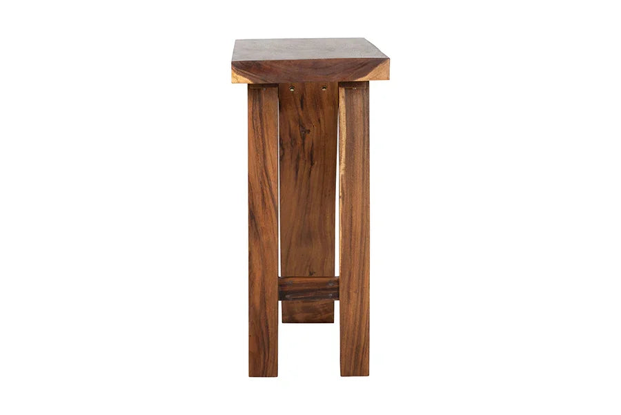 bali & pari Luli Suar Wood Bar Table - Handcrafted Solid Wood Console with Angled Base, Modern Rustic Table for Bar, Kitchen, or Lounge FredCo