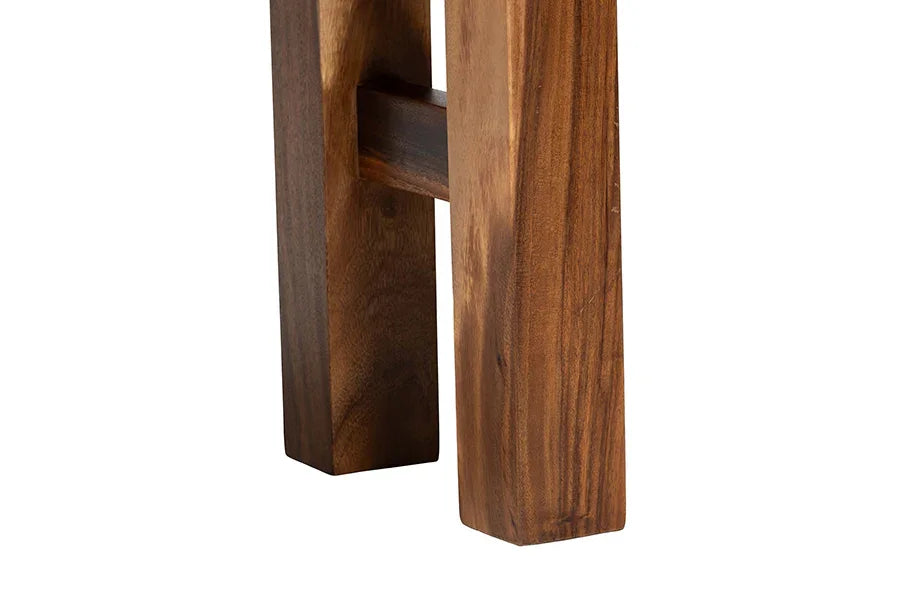 bali & pari Luli Suar Wood Bar Table - Handcrafted Solid Wood Console with Angled Base, Modern Rustic Table for Bar, Kitchen, or Lounge FredCo