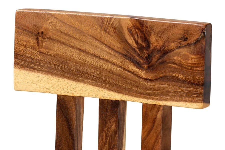 bali & pari Luli Suar Wood Counter Stool - Handcrafted Solid Wood Stool with Backrest, Rustic Modern Seating for Kitchen Island or Dining Area FredCo