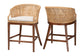 bali & pari Lumajang Bohemian Light Honey Rattan and Wood 2-Piece Counter Stool Set FredCo