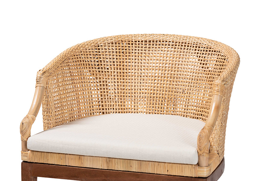 bali & pari Lumajang Bohemian Light Honey Rattan and Wood 2-Piece Counter Stool Set FredCo