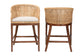 bali & pari Lumajang Bohemian Light Honey Rattan and Wood 2-Piece Counter Stool Set FredCo