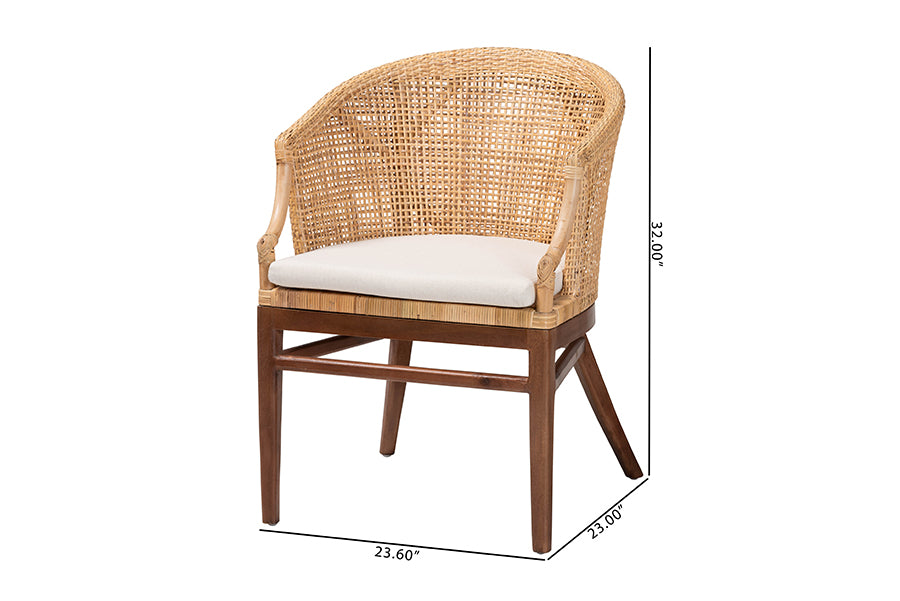 bali & pari Lumajang Bohemian Light Honey Rattan and Wood 2-Piece Dining Chair Set FredCo