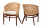 bali & pari Lumajang Bohemian Light Honey Rattan and Wood 2-Piece Dining Chair Set FredCo