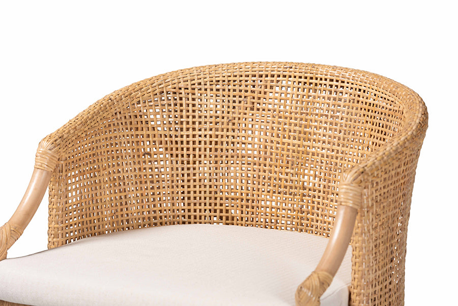 bali & pari Lumajang Bohemian Light Honey Rattan and Wood Bar Stool FredCo