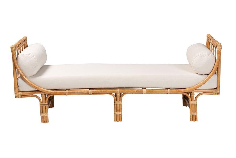 bali & pari Macias Modern Bohemian Natural Brown Rattan Daybed FredCo