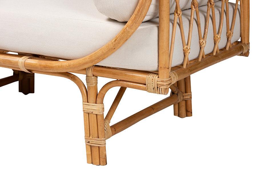 bali & pari Macias Modern Bohemian Natural Brown Rattan Daybed FredCo
